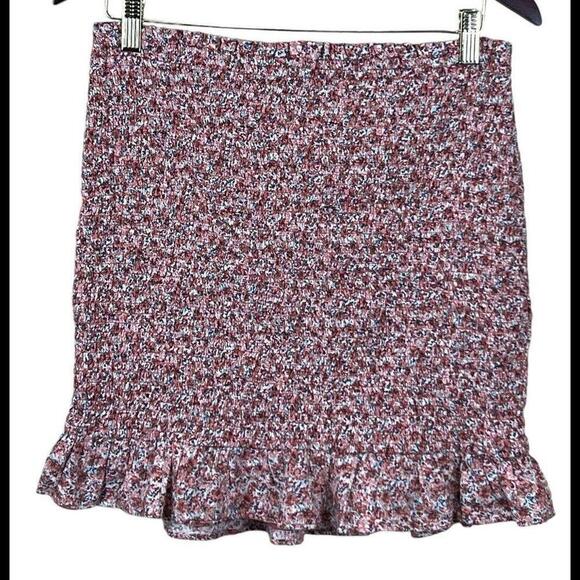 Abercrombie & Fitch Womens Floral Stretch Smocked Ruffled‎ Mini Skirt Size XL - Picture 1 of 5